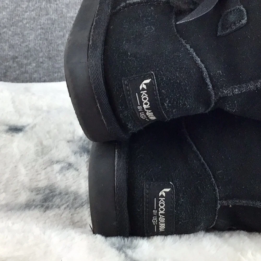 UGG Koolaburra Victoria Tall‎ Black Suede Boots with Side Bows Size 2